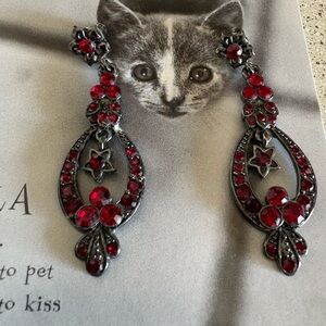 Contemporary Red Gemstone Drop Earrings